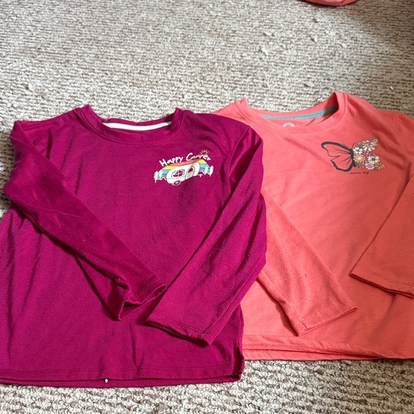 Wonder Nation Burgundy and Peach Long Sleeve Tees - Picture 1 of 4